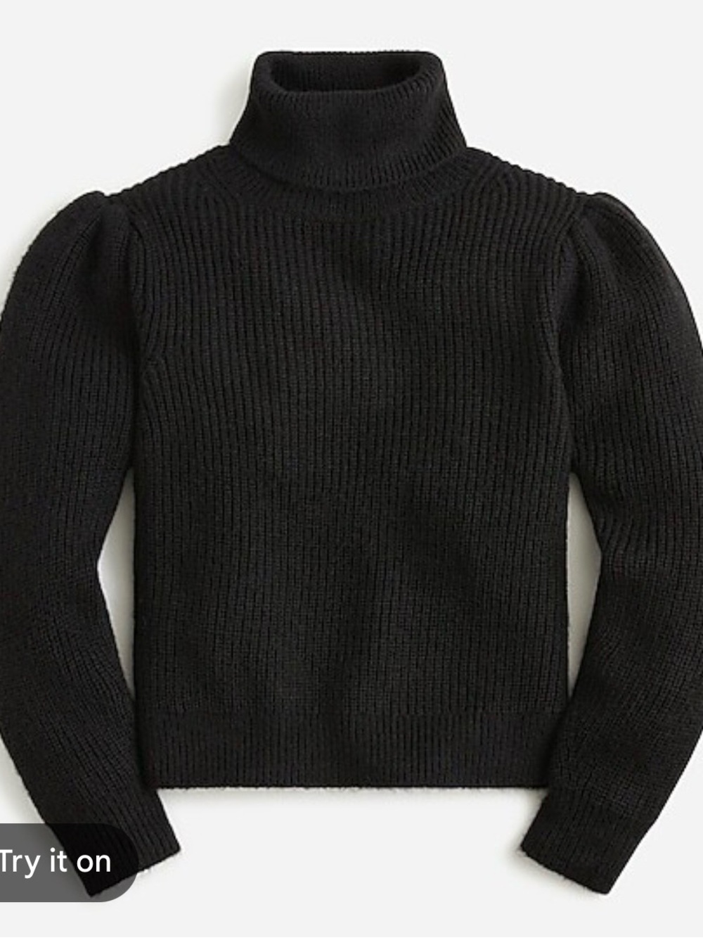 J. Crew Black Ribbed Puff-Sleeve Turtleneck Sweater